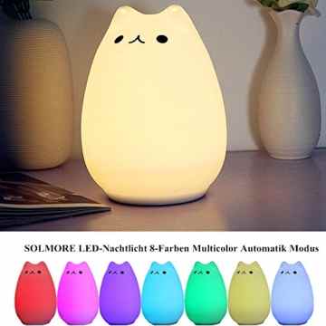 SOLMORE LED Nachtlicht mit 8 Beleuchtung Touch Schalter USB Nachtlichter Nachttischlampen Schlummerleuchten Stimmungslichter Weiche Silikon Lampe für Kinder Baby Tisch Zimmer Schlafzimmer