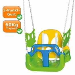 Schaukel mit Kipp-Schutz Kleinkinderschaukel mit verstellbaren Seilen, Seitenschutz, grün-gelb-blau