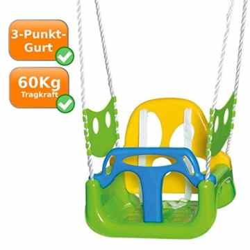 Schaukel mit Kipp-Schutz Kleinkinderschaukel mit verstellbaren Seilen, Seitenschutz, grün-gelb-blau