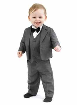Schicker Taufanzug / Baby-Anzug 5-teilig, anthrazit uni