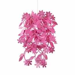 Schöner und moderner Lampenschirm in rosa mit hängendem Blumen- und Blütenmotiv – für Hänge- und Pendelleuchte