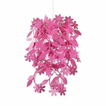 Schöner und moderner Lampenschirm in rosa mit hängendem Blumen- und Blütenmotiv – für Hänge- und Pendelleuchte