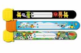 Sigel SY423 Kinder-Sicherheits-Armband Set für Jungen, Motive: Fußball, Flugzeuge, Monster zum Beschriften, 3 Stück, 19.7 cm