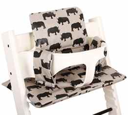 Sitzkissen beschichtet für Stokke Tripp Trapp – Beige mit Schwarzen Nashörner