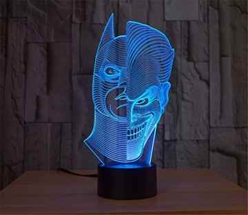 SmartEra® Two Face Man Joker und Batman 3D Abstrakt Visuelle 7 Arten von Farben ändern Touch Tasten USB Schreibtischlampe
