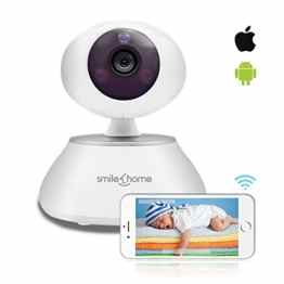 Smilehome HD 1080p Indoor WiFi Überwachungskamera, Drahtlose Video Babyphone IP Kamera mit IR-Nachtsicht, 2-Wege Audio und Smart Cloud P2P Verbindung zum Smartphone (weiß)