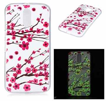 Soft TPU Handyhülle Motorola Moto G4 Hülle Silikon Tiere Muster [Blumen] Ultra Slim Schutzhülle Wasserdicht Stoßfest Tasche Case Back Cover [Glanz nachts]