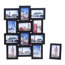 Songmics Bilderrahmen Collage für 12 Fotos + 1 x einzelner Fotorahmen aus MDF 10 x 15 cm schwarz RPF112H
