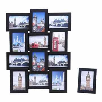 Songmics Bilderrahmen Collage für 12 Fotos + 1 x einzelner Fotorahmen aus MDF 10 x 15 cm schwarz RPF112H