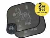 Sonnenschutz-Auto-Blenden selbsthaftend fürs Auto | 2-er Set Sonnenblende BONUS plus Tasche | Schutz vor Licht & Hitze für Baby und Kind (Motiv: Zebra Aussen) | Von Ella och Elias