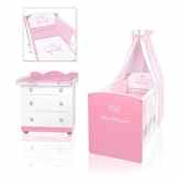 Sparset Babybett Kleine Prinzessin 120cm x 60cm Komplett set 11 tlg + Wickelkommode
