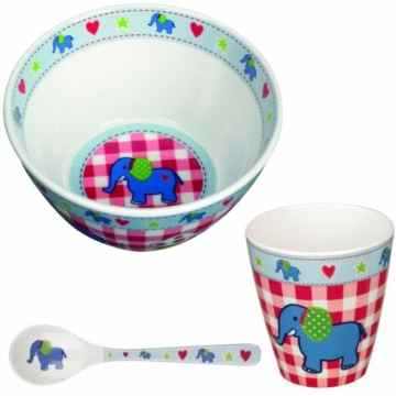 Spiegelburg Baby-Glück 3 tlg. Melamin-Set Babyschale 90192 Elefant + Babybecher 90066 Elefant + Babylöffel 90193 Elefant