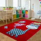 Spielteppich Jugendzimmer Kinderzimmer Teppich Giraffe Eule Motive HAPPY 1906 RED, Maße:200×290 cm
