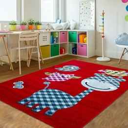 Spielteppich Jugendzimmer Kinderzimmer Teppich Giraffe Eule Motive HAPPY 1906 RED, Maße:200×290 cm