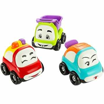 Spielzeugautos, Pictek 3er Set Autos, Spielzeug, Bunte Farben,Cartoon-Smiley-Gesicht Mini Auto für Jungen und Mädchen, Push & Go Funktion, ab 3 Jahren