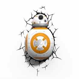 Star Wars BB-8 Wandlampe 3D Light FX LED Kinderlampe -Nachtlicht für kinder mit automatische Abschaltung und wandaufkleber