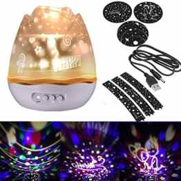 Sternenhimmel Projektor Sternenlicht Nachtlicht 360 Grad 4 Formen Romantische Nacht Lampe Tischlampe drehbar Sterne Projektionslampe für Haus, Schlafzimmer, Kinder Zimmer, Weihnachten, Hochzeit, Geburtstag, Party