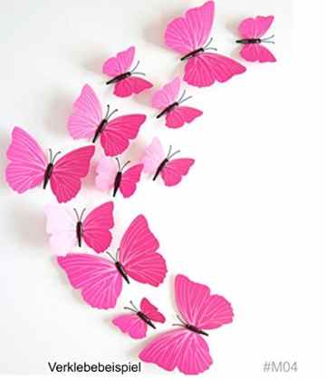 Stickerkoenig 3D Schmetterlinge 12 Stück Wandsticker, Wandtattoo Wand Deko mit 3D Flügel Klebepunkten Farbe Butterfly selbstklebend M04