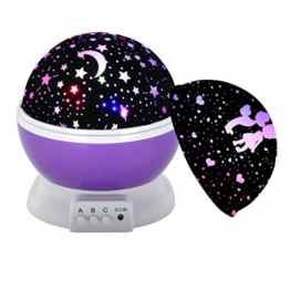Sun und Stern Stimmung Lichtprojektor Beleuchtung Lampe 4 LED Perlen 360 Grad Romantische Lamp entspannende Nachlicht für Baby.Kinderzimmer Schlafzimmer lila von WEINAS