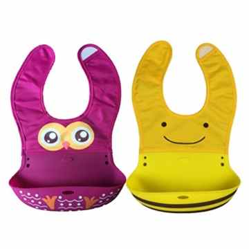 THUMBBABY Faltbare Baby Lätzchen Silikon Babylätzchen Set mit Auffangschale Wasserdicht Bib Abwaschbar 2 pack