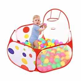 Taotree Beweglicher Hexagon Kinder Baby Bällebad Ballpool Pool Bällepool Drinnen und draußen , Kinder Spielzeug Spiel Zelt mit Rot Reißverschluss Aufbewahrungstasche für Kindergeschenke