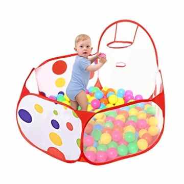 Taotree Beweglicher Hexagon Kinder Baby Bällebad Ballpool Pool Bällepool Drinnen und draußen , Kinder Spielzeug Spiel Zelt mit Rot Reißverschluss Aufbewahrungstasche für Kindergeschenke