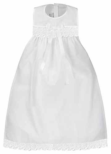 Taufaufleger aus rein weißer Baumwolle mit Spitze und Schleife in weiß, Unisex, festliche Taufbekleidung für Mädchen und Jungen geeignet – V1