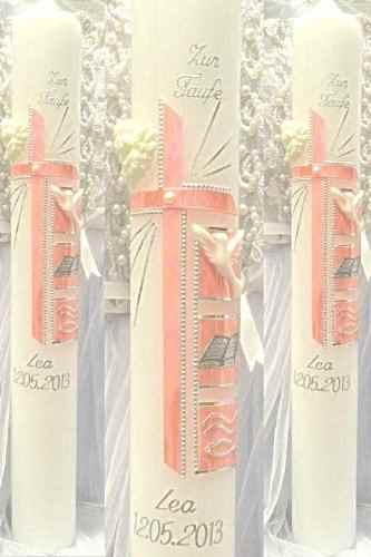 Taufkerze Kommunionkerze Junge Mädchen 400/40 mm VT-14 inkl. Zubehör für selbstbeschriften