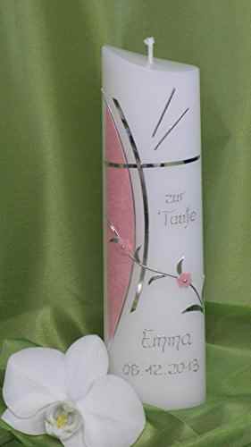 Taufkerze / Kommunionkerze, oval, 21 x 6 x 3,5 cm, inklusive Beschriftung ! A 20