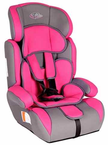 TecTake® Autokindersitz pink Gruppe I/II/III 9-36kg 1-12 Jahre + Extrapolster