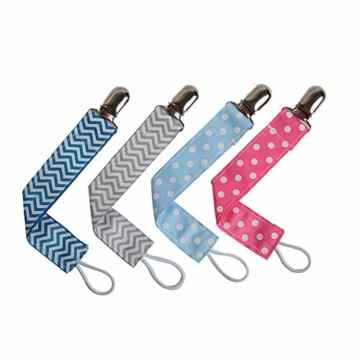 Tenn Well Schnuller-Bänder mit Clip, 4 Stück Schnullerband aus Stoff für Beißringe, Soothie-Schnuller, Baby-Lätzchen, Jungen und Mädchen