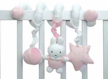 Tiamo Hase Miffy rosa Activity Trapez Spirale für Autositz Maxi Cosi Gitterbett
