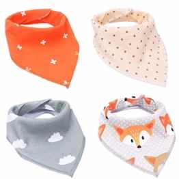 Tiaobug Lätzchen 4er Set Baby Dreieckstuch Halstuch Drool Lätzchen Baumwolle mit verstellbaren Druckknöpfen für 3-24 Monaten