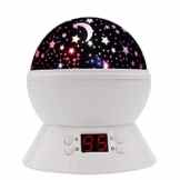Timer-Stern-Projektor, MKQPOWER neue Erzeugung, die Mond-Stern-Projektions-LED-Nachtlichter-Spielwaren-Tabellen-Lampen mit Timer shut off & EU-Adapter, entspannende Schlaf-Hilfe für Kinder Projektions-LED (Weiß)