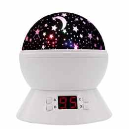 Timer-Stern-Projektor, MKQPOWER neue Erzeugung, die Mond-Stern-Projektions-LED-Nachtlichter-Spielwaren-Tabellen-Lampen mit Timer shut off & EU-Adapter, entspannende Schlaf-Hilfe für Kinder Projektions-LED (Weiß)