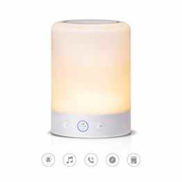 Tomons Illuminant Sound Tragbarer Bluetooth Lautsprecher LED Kinder Nachtlicht Touch Control Lamp mit LED Beleuchtung, Nachttischlampe mit 6 Lichtoptionen,Touch-Sensor, SD-Karten-Slot, Weiß