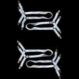 Toweter 2 Set,4 Stück 3-Way unter Matratze Bett / Bettlaken Verschluss verstellbar, kreuz und quer Bettlaken Bänder Hosenträger (Weiß)