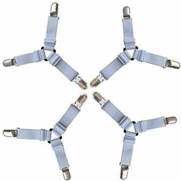 Toweter Einstellbar 3-Way Betttuch-Spanner,Spannbetttuch Halter,70mm-90mm,4 Stücke ein Satz(weiß)