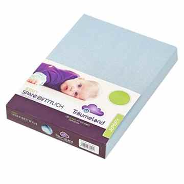 Träumeland TT02035 Jersey Spannbetttuch für alle Laufgittermatratzen, Farbe: hellblau, Größe: 100 x 100 cm, 100% Baumwolle