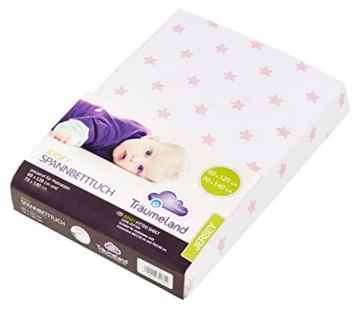 Träumeland TT03003 Spannbetttuch Jersey, Sterne, 60 x 120 cm / 70 x 140 cm, rosa