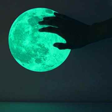UNIQUEBELLA Wandsticker Leuchtaufkleber Leuchtsticker 40CM Mond fluoreszierend Wandaufkleber Hausdekoration für Schlafzimmer Wohnzimmer Kinderzimmer Blau