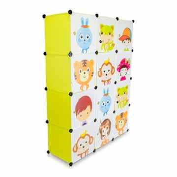 VENKON – Kinderzimmer Steckschrank DYI Steckregal System Regalschrank: 12-Module-Set, grün