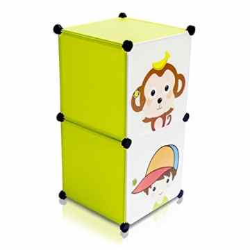 VENKON – Kinderzimmer Steckschrank Frei Gestaltbares DYI Steckregal System Regalschrank: 2-Module-Set, grün