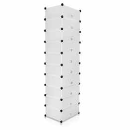 VENKON – Schuh Steckschrank Stoffschrank Frei Gestaltbares DIY Regalsystem: 10-Modulfächer mit Türen, satiniert-transparentes Steckregal