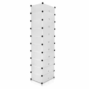 VENKON – Schuh Steckschrank Stoffschrank Frei Gestaltbares DIY Regalsystem: 10-Modulfächer mit Türen, satiniert-transparentes Steckregal