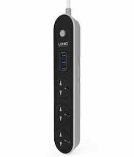 VRLEGEND Steckdosenleiste Wandmontage 100-250V,10A,2500W mit Überspannungsschutz (3-fach, Kindersicherung, 1,6 m Kabellänge) Mehrfachsteckdose mit 3 USB-Ladeanschlüssen 5V / 3.1A