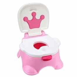 Voilamart Toilettentrainer mit Musik Kidskit Kindertopf Töpfchen Kindertoilette Kindertopf Kindertopf Lerntöpfchen und Fußbank Rosa