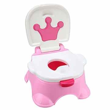 Voilamart Toilettentrainer mit Musik Kidskit Kindertopf Töpfchen Kindertoilette Kindertopf Kindertopf Lerntöpfchen und Fußbank Rosa