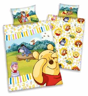 WINNIE THE POOH BABY FLANELL BETTWÄSCHE 40×60 100x135cm, 100% Baumwolle, neu von Herding
