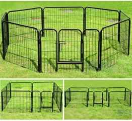 WOLTU HT2031m1-a Welpenzaun 8 Elemente Welpenauslauf Absperrgitter Freigehege Laufgitter Hunde Welpen Metall 61x77cm